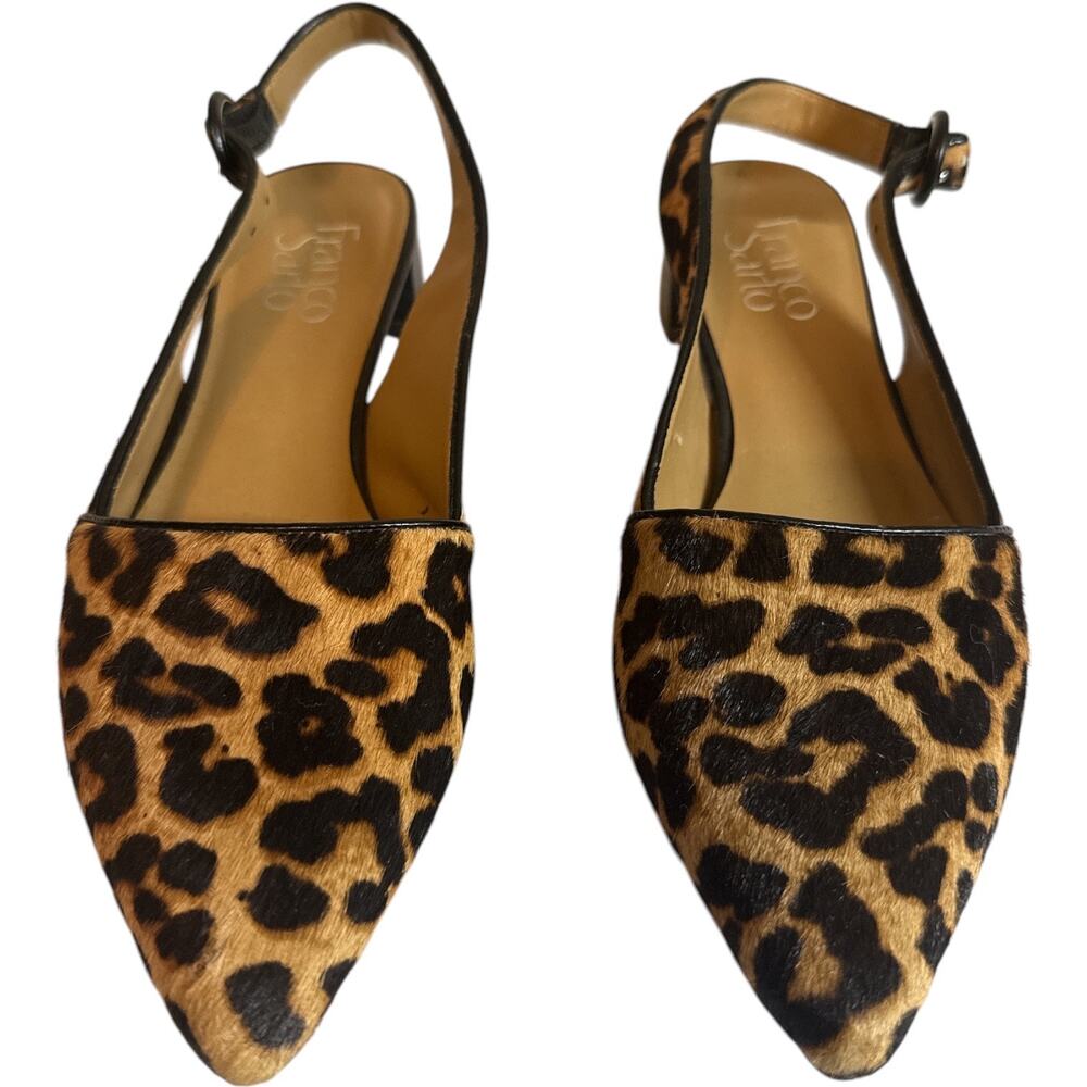 Franco Sarto Vickie Leopard Calf Hair Slingback Heels Size 7 EUC - Picture 4 of 8